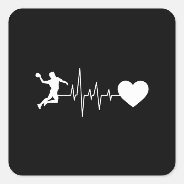Handball Handball Player Heartbeat Square Sticker (Front)