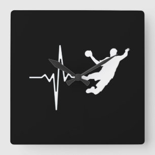 Handball - Handball Player Heartbeat Square Wall Clock