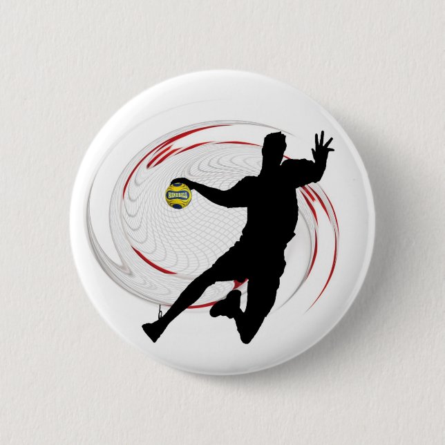 Handball modern sophisticated design of player 2 inch round button (Front)