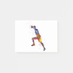 Handball player in watercolor post-it notes