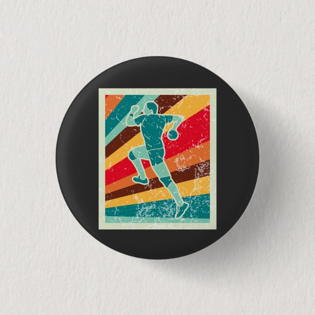 Handball Player Retro 1 Inch Round Button (Front)