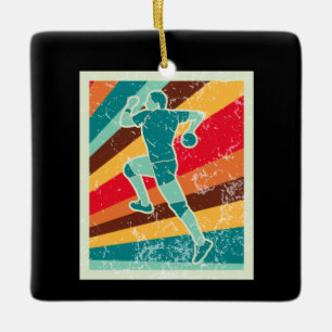 Handball Player Retro Ceramic Ornament