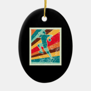 Handball Player Retro Ceramic Ornament