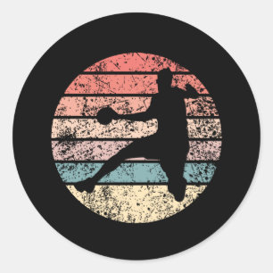Handball Player Retro Classic Round Sticker