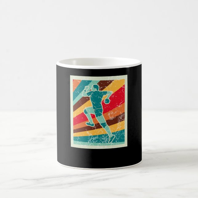 Handball Player Retro Coffee Mug (Center)