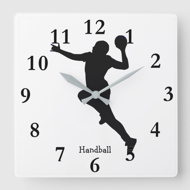 Handball Player Square Wall Clock (Front)