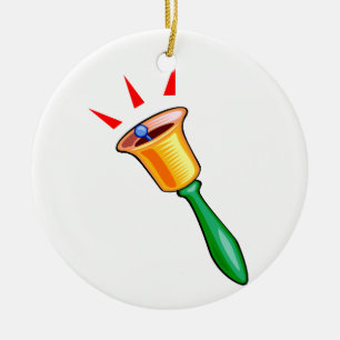Handbell graphic image, hand chime image ceramic ornament