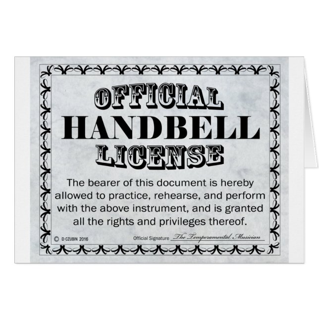 Handbell License (Front Horizontal)