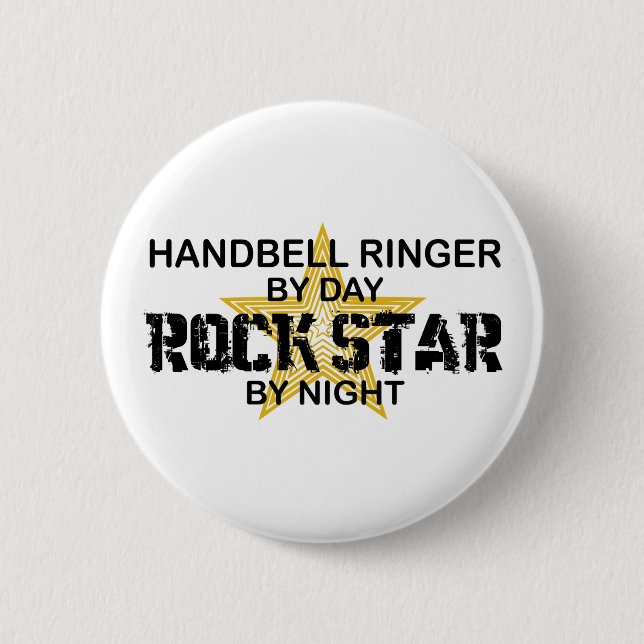 Handbell RInger Rock Star by Night 2 Inch Round Button (Front)