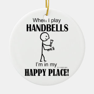 Handbells Happy Place Ceramic Ornament