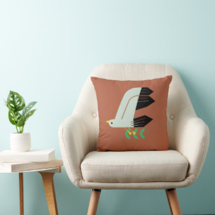 Handcrafted Bird Design Square Pillow – Nature's