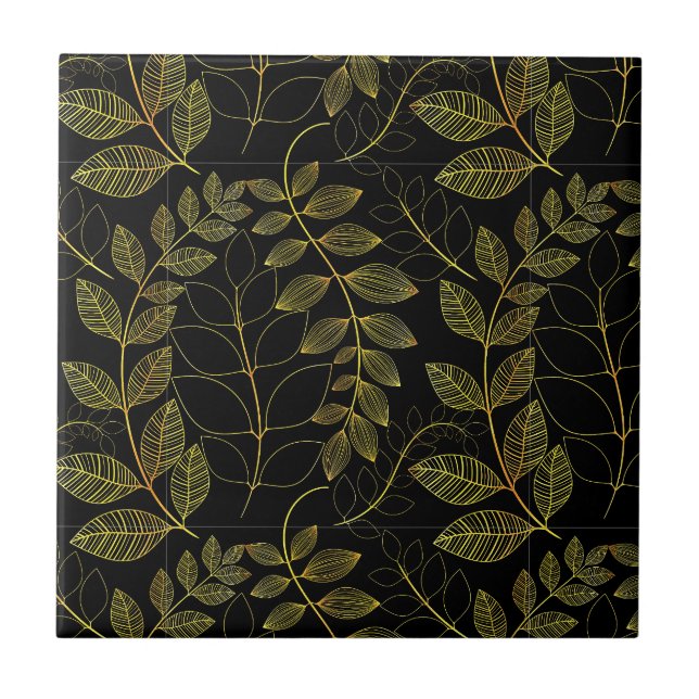 Handcrafted Black and Gold wall tiles (Front)