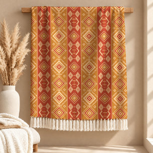 Handcrafted Brown African Pattern Cozy Blanket Art