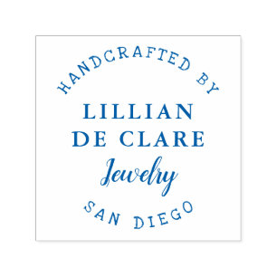 Handcrafted, Business Name, Location Custom Self-inking Stamp