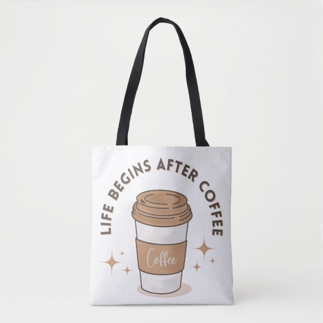 Handcrafted Coffee Cup Tote Bag  (Front)