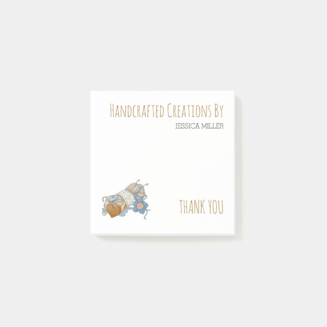 Handcrafted Creations Yarn Sewing Craft Thank You Post-it Notes (Front)