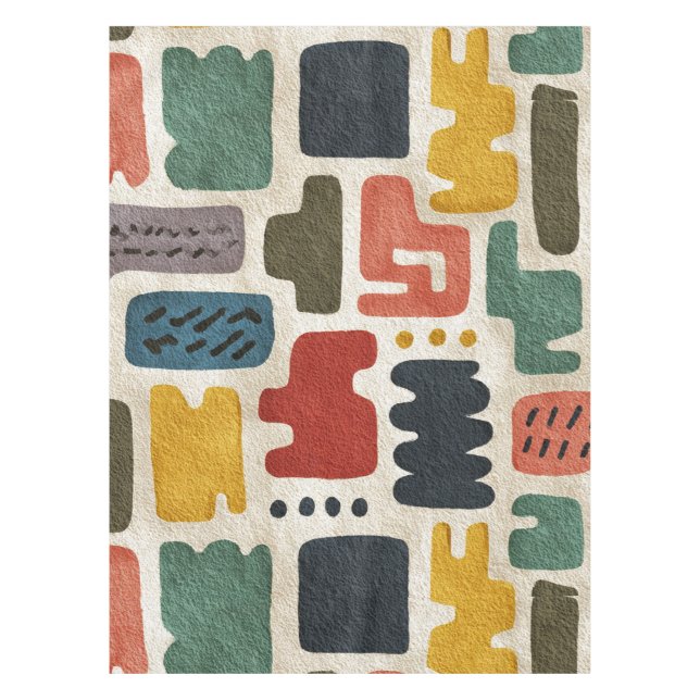 Handcrafted Shapes & Earthy Artistic Texture Tablecloth (Front)