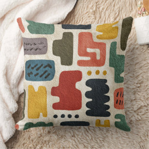 Handcrafted Shapes & Earthy Artistic Texture Throw Pillow