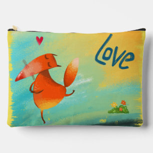 Handcrafted Watercolor Funny Fox Accessory Pouch