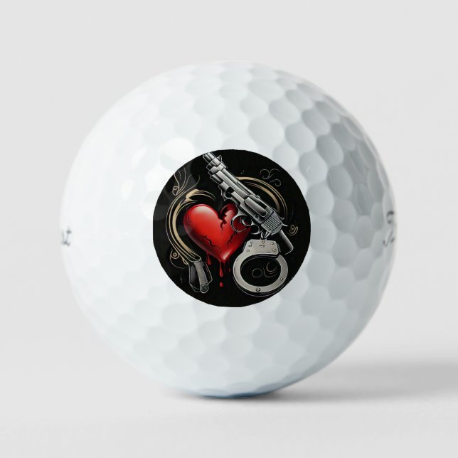 "Handcuffed Heart" Golf Balls (Front)
