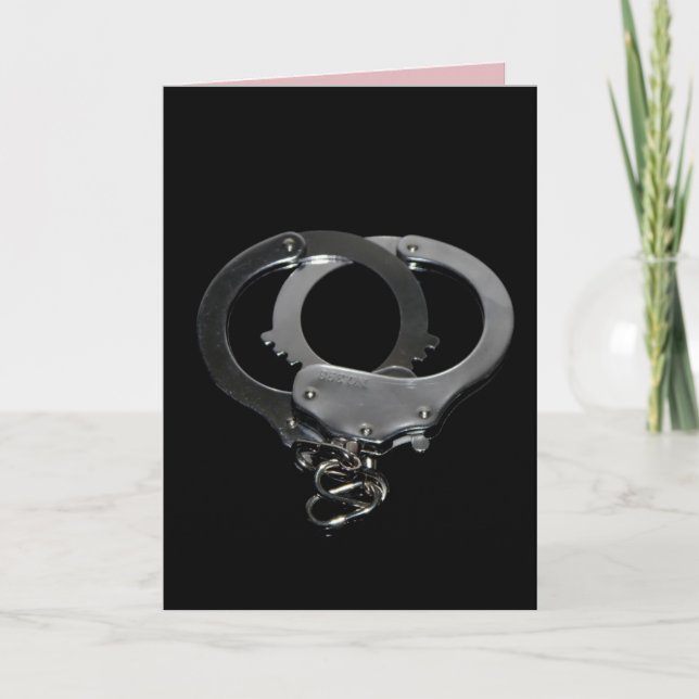 HANDCUFFS ROMANTIC PRISONER OF LOVE GREETING CARD (Front)