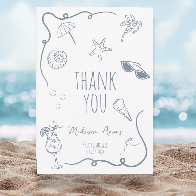 HandDrawn Beach Doodle Thank You Bridal Shower (Creator Uploaded)