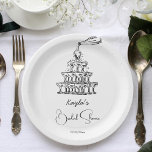 Handdrawn champagne tower minimalist bridal shower paper plate<br><div class="desc">Hand drawn scribble champagne tower sketch black and white minimalist bridal shower template paper plates personalized bridal shower tableware table decor</div>