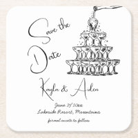 Handdrawn champagne tower minimalist save the date