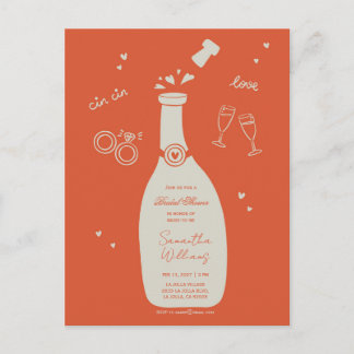 Handdrawn Champaign Bridal Shower Invitation Post Postcard