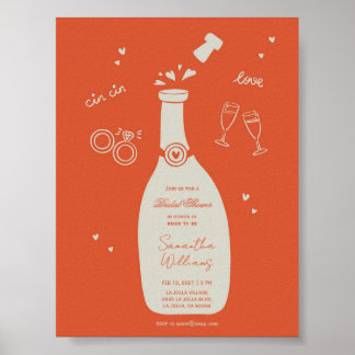 Handdrawn Champaign Bridal Shower Invitation Poster