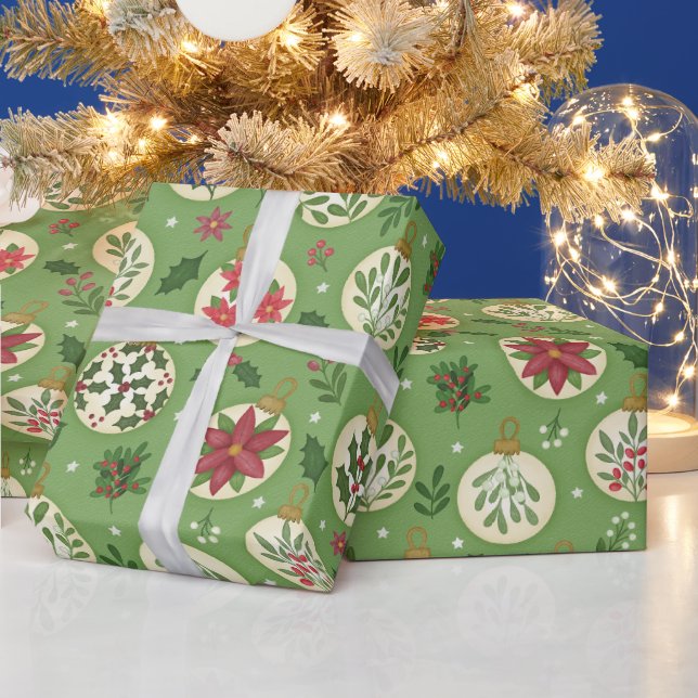 HandDrawn Christmas Ornament Wrapping Paper Roll   (Holidays)