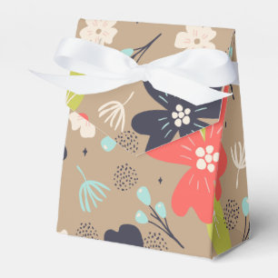 Handdrawn Christmas Poinsettia Red White Navy Favor Box