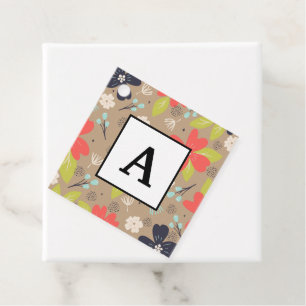 Handdrawn Christmas Poinsettia Red White Navy Favour Tags