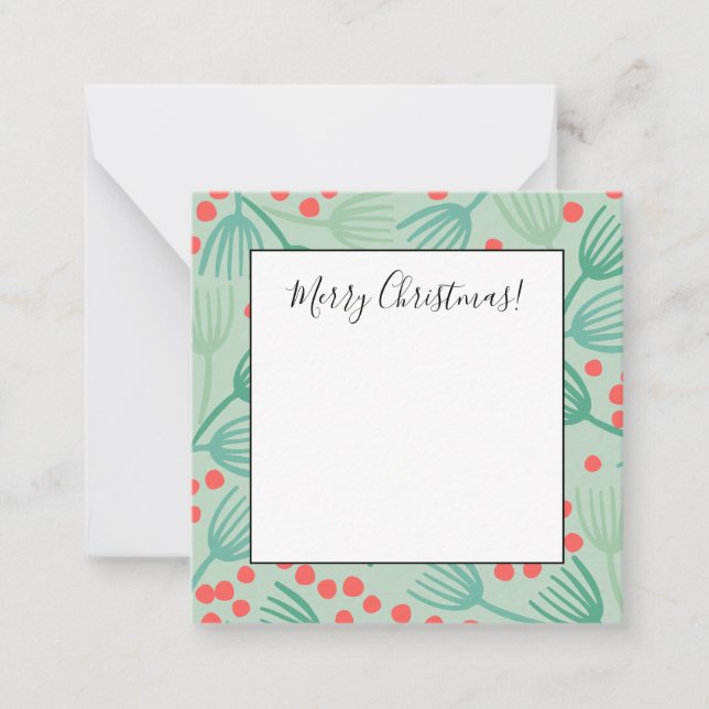 Handdrawn Christmas Tree Evergreen Pine Needles Card (Front)