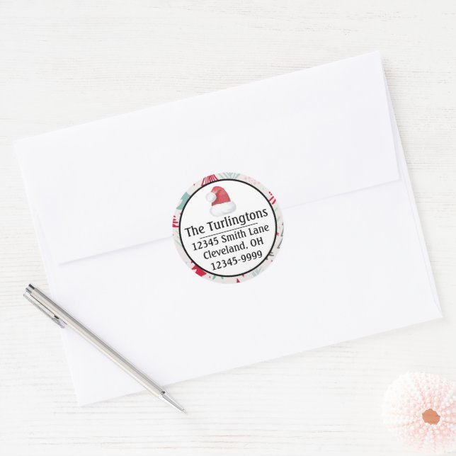 Handdrawn Christmas Trees Evergreen Return Address Classic Round Sticker (Envelope)