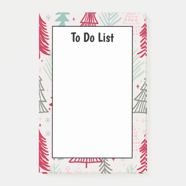Handdrawn Christmas Trees Evergreen To Do List Post-it Notes (Front)