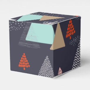 Handdrawn Evergreen Pine Trees in Snow at Night Favor Box