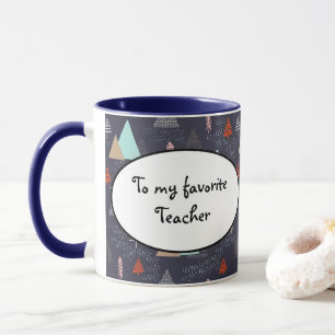 Handdrawn Evergreen Pine Trees in Snow at Night Mug
