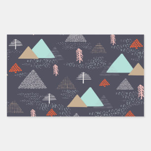 Handdrawn Evergreen Pine Trees in Snow at Night Sticker