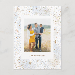 Handdrawn Fireworks New Years Photo Postcard