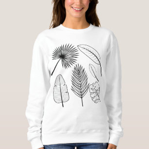 Handdrawn Flowers Doodles Black and White Plants S Sweatshirt