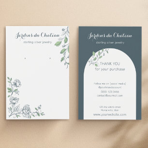 Handdrawn french botanical earring display card
