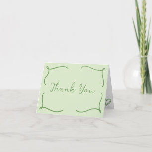 HandDrawn Green Frame Bridal Shower Thank You Card