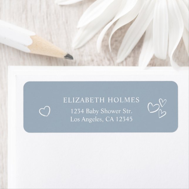 Handdrawn Hearts Dusty Blue Baby Shower Address (Insitu)