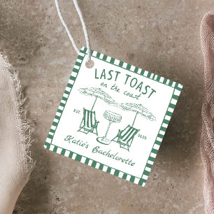 Handdrawn Last toast Coast Green Bachelorette Favour Tags