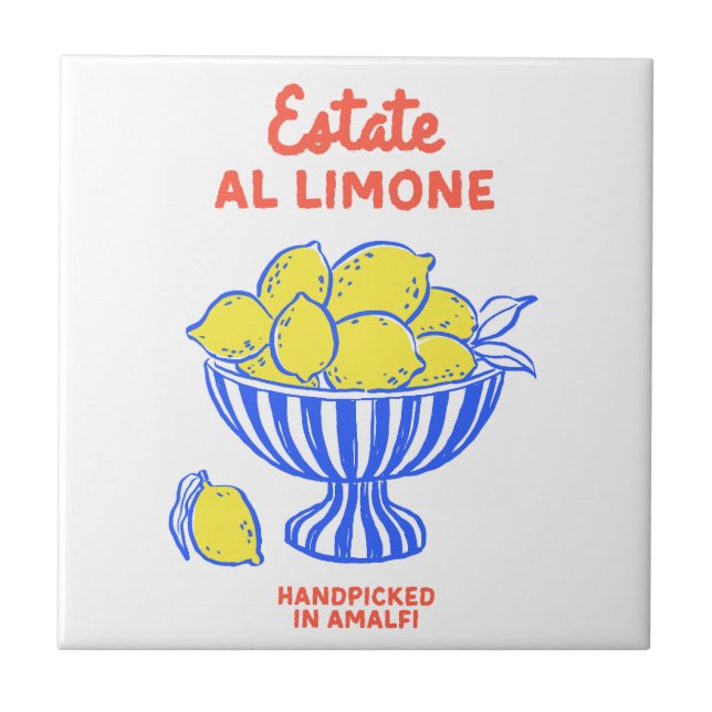 Handdrawn Lemon Summer Quote  Tile (Front)