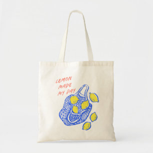 Handdrawn Lemon Summer Quote Tote Bag