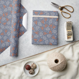 Handdrawn Pine Cones and Pine Boughs Wrapping Paper