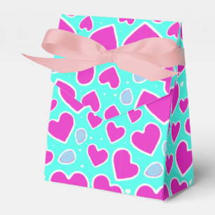 Handdrawn Pink Heart Valentine Gift Bag Favour Box