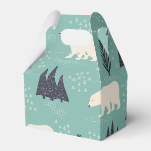 Handdrawn Polar Bears Evergreen Trees in the Snow Favor Box